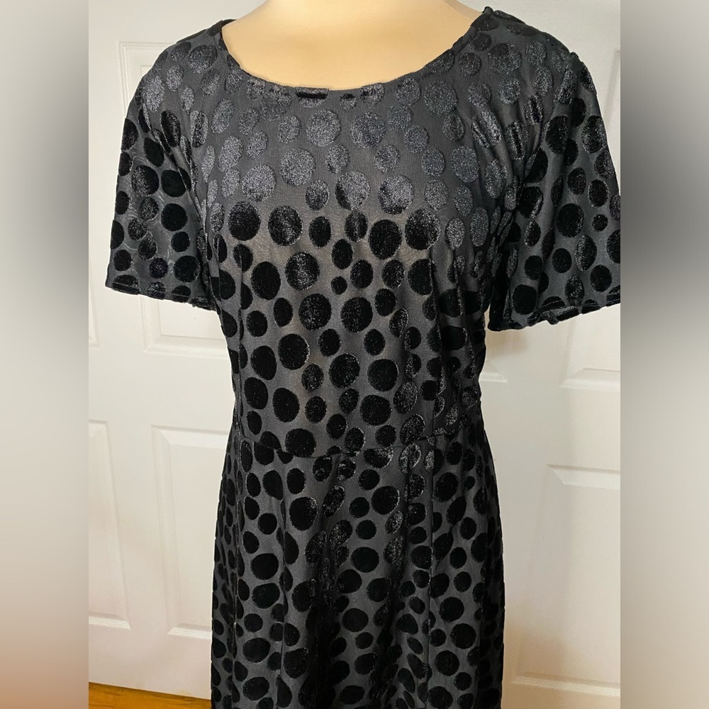 Midnight Velvet Polka Dot High-Low Dress | XL | Black | Chic Like New - Picture 3 of 7